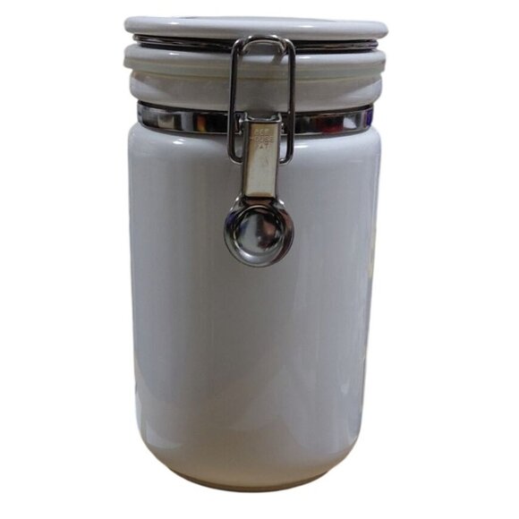 Vintage NOB Bee House Japan White Ceramic Airtight Canister 7" Kitchen Storage - Picture 1 of 12